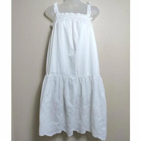 & Other Stories White Frilled Embroidery Midi Dress Size 6 - Picture 2 of 5